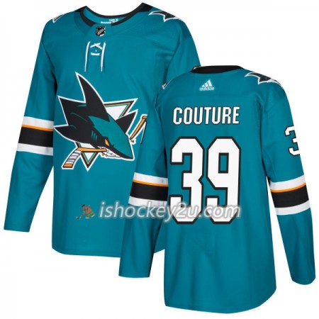 Mænd NHL San Jose Sharks Trøje Logan Couture 39 Adidas 2017-2018 Teal Authentic